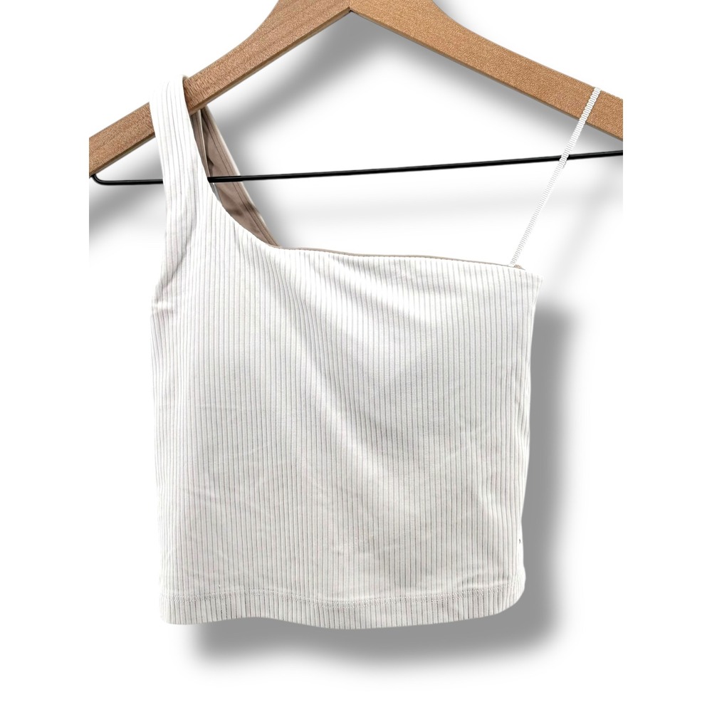 Lululemon Ribbed Nulu Asymmetrical Yoga Tank Top Women 0 White Athleisure W1ES5S